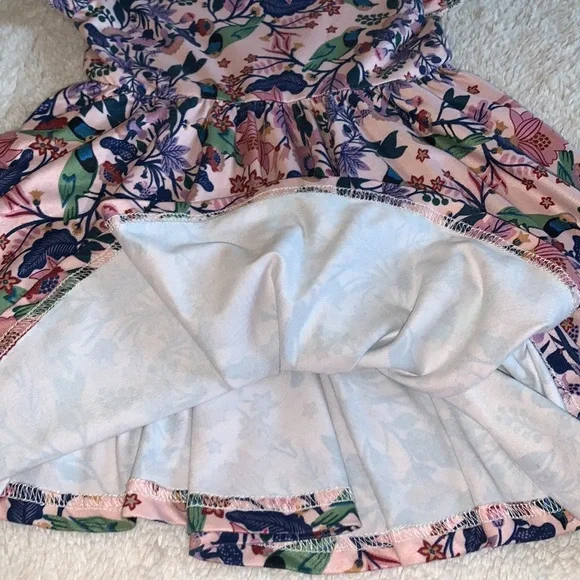Dot Dot Smile Pink Purple Floral Bird Dress 12-24M EUC - Picture 6 of 11